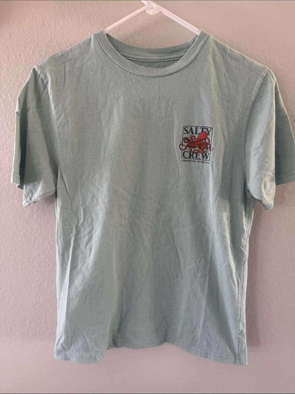 Salty Crew Short Sleeve Tee in Seafoam Green with Octopus Chest Graphic